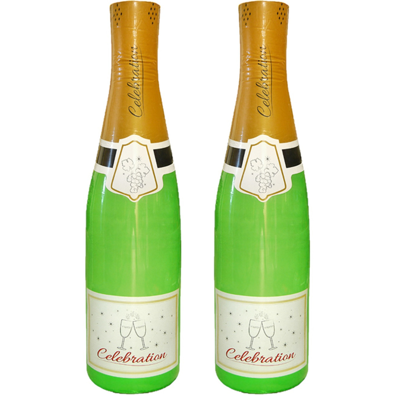 2x Stuks grote opblaasbare champagne fles Oud en Nieuw accessoires-decoratie 180 cm