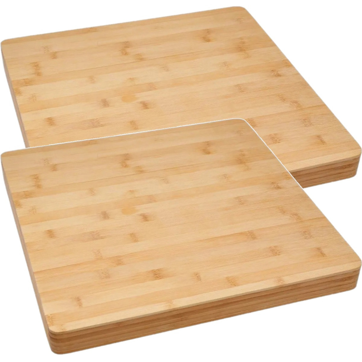 2x Stuks grote snijplank-serveerplank vierkant 37 x 3,5 cm van bamboe hout