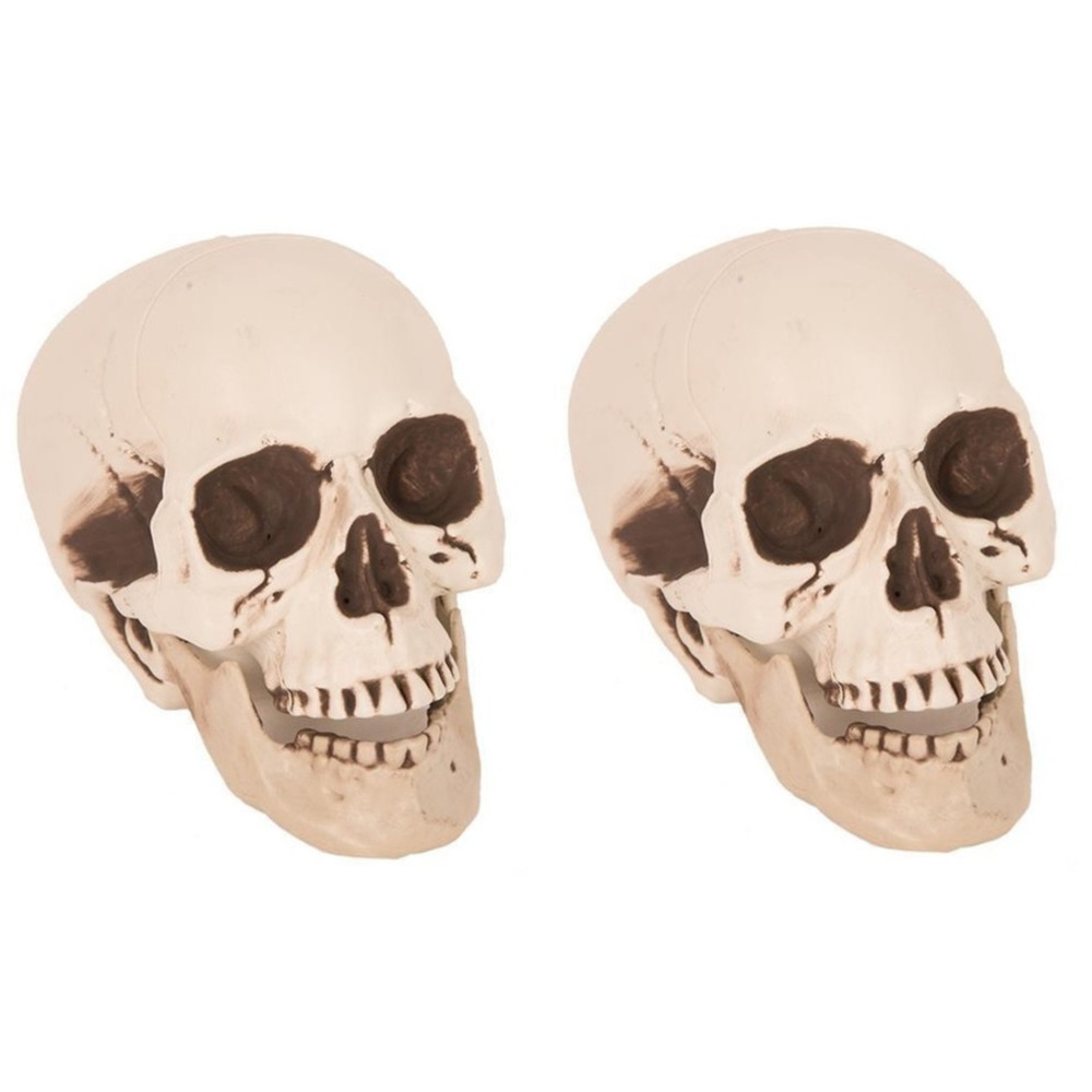 2x stuks horror decoratie schedel 21 cm