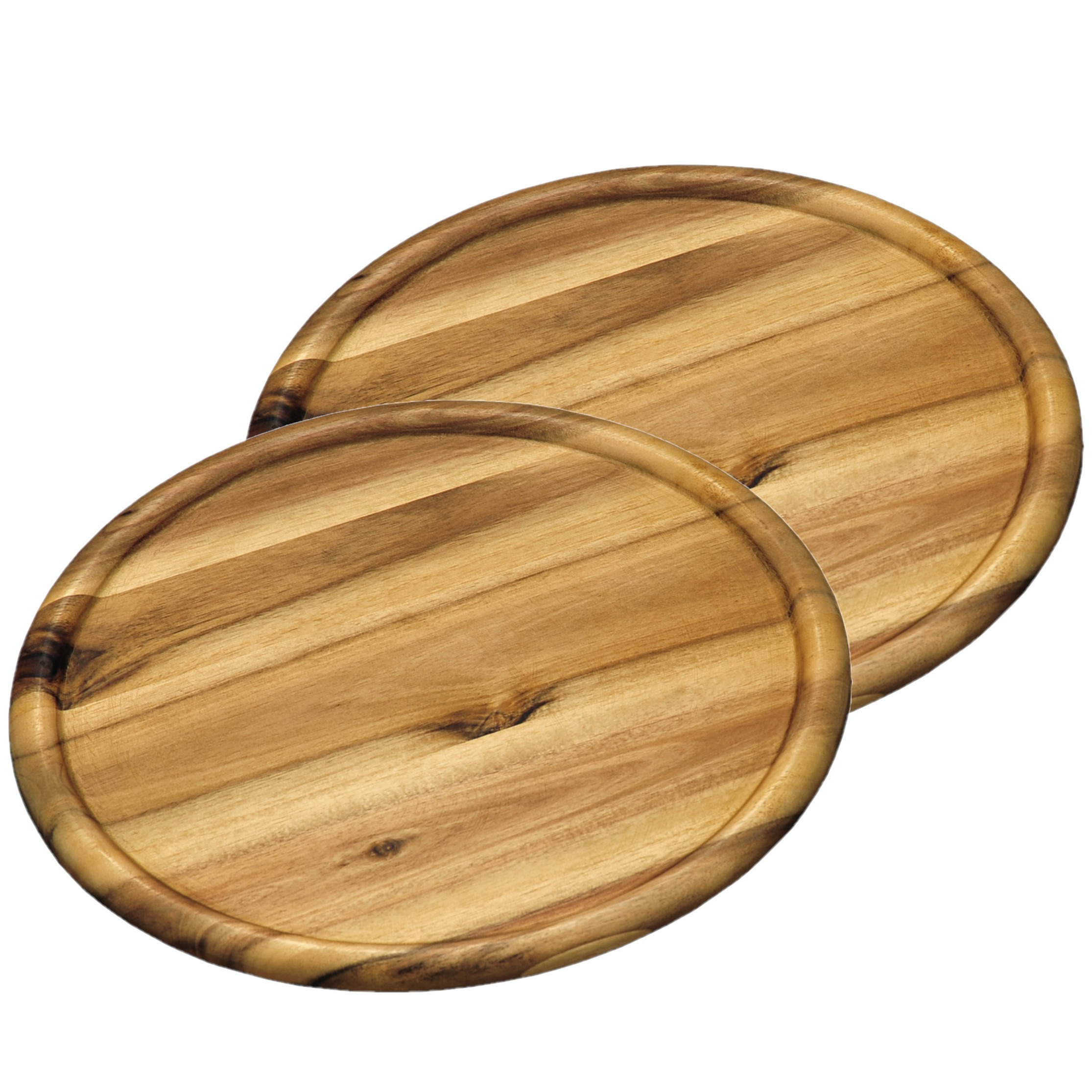 2x stuks houten serveerborden-pizzaborden rond 32 cm