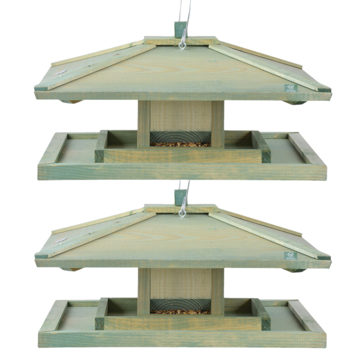 2x stuks japans vogelhuisje-voedersilo hout 38 cm
