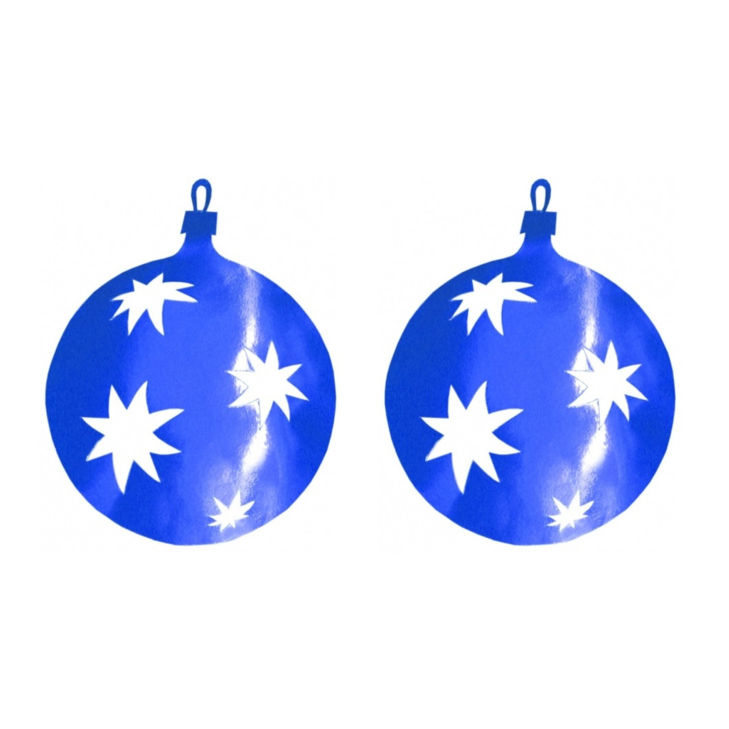 2x stuks kerstballen hangdecoratie blauw 40 cm van karton