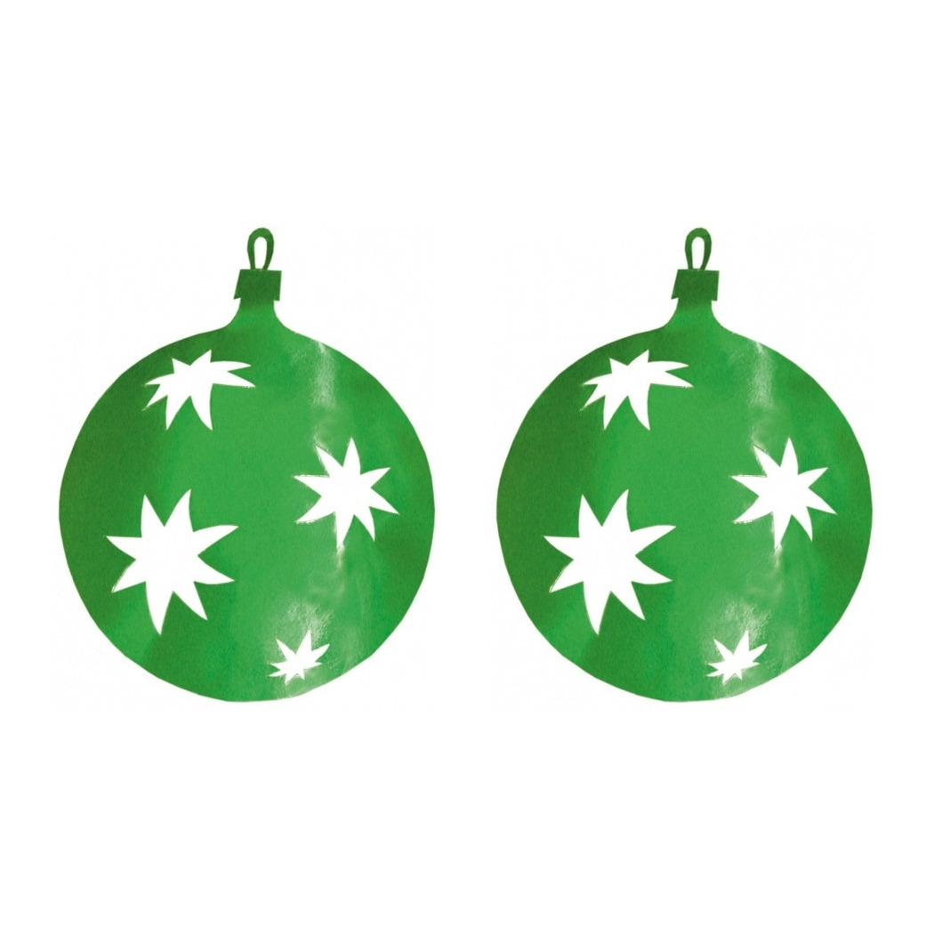 2x stuks kerstballen hangdecoratie groen 30 cm van karton