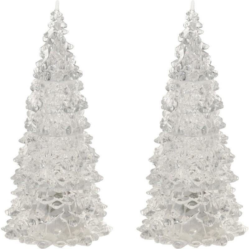 2x stuks kerstbomen van acryl met LED licht 12 cm