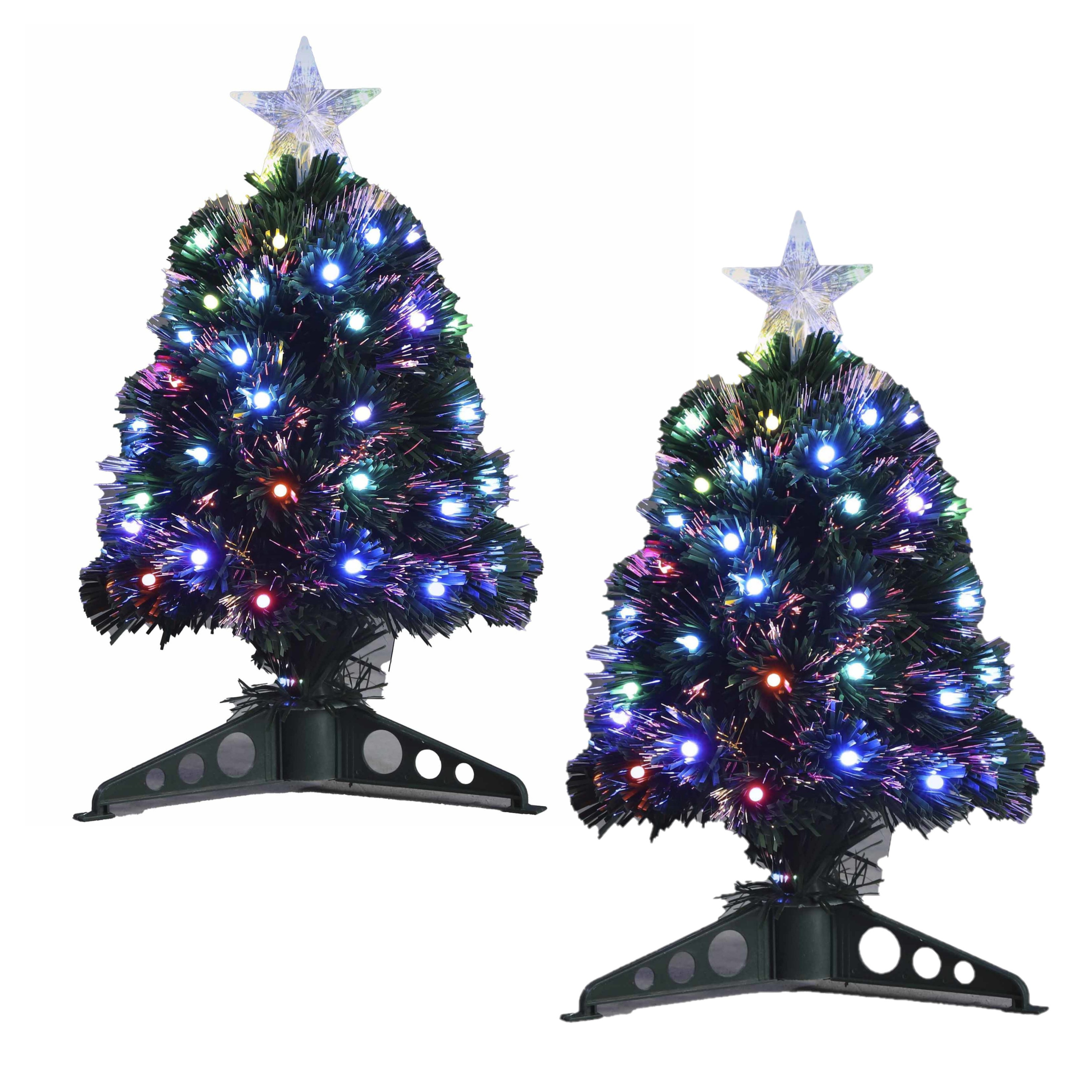 2x stuks kerstboompjes met 45 gekleurde Led lampjes 45 cm