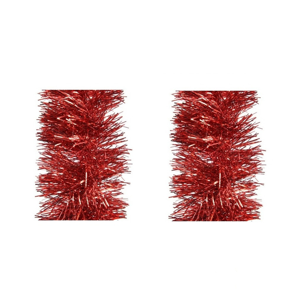 2x stuks kerstboomversiering rode slingers 270 x 10 cm