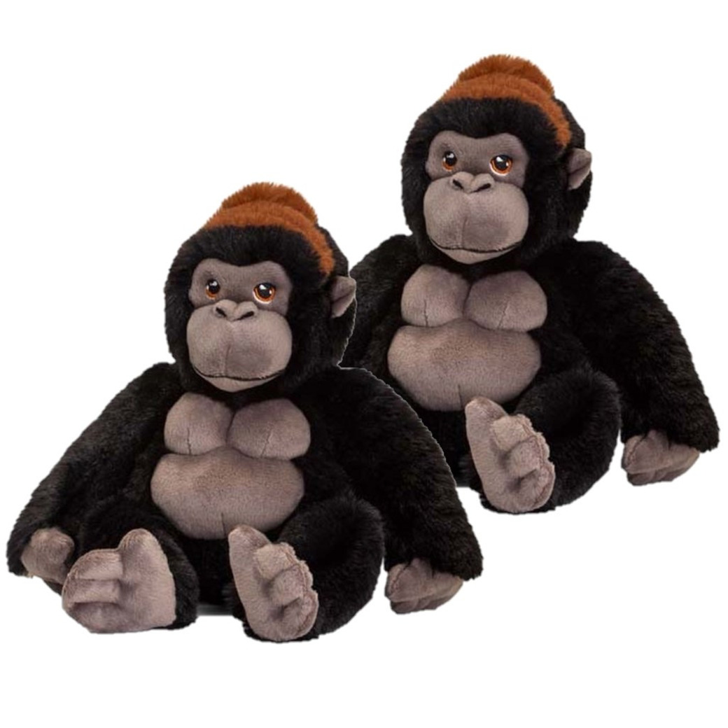 2x stuks kinder knuffels gorilla aap van 20 cm