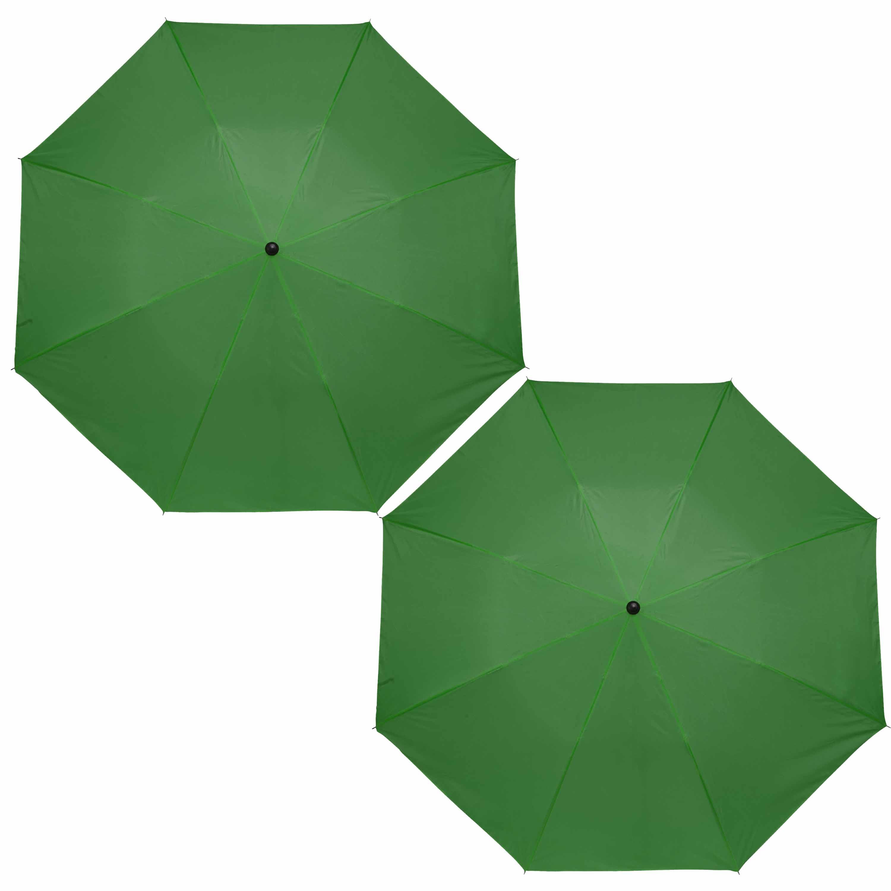 2x stuks kleine opvouwbare paraplus groen 93 cm