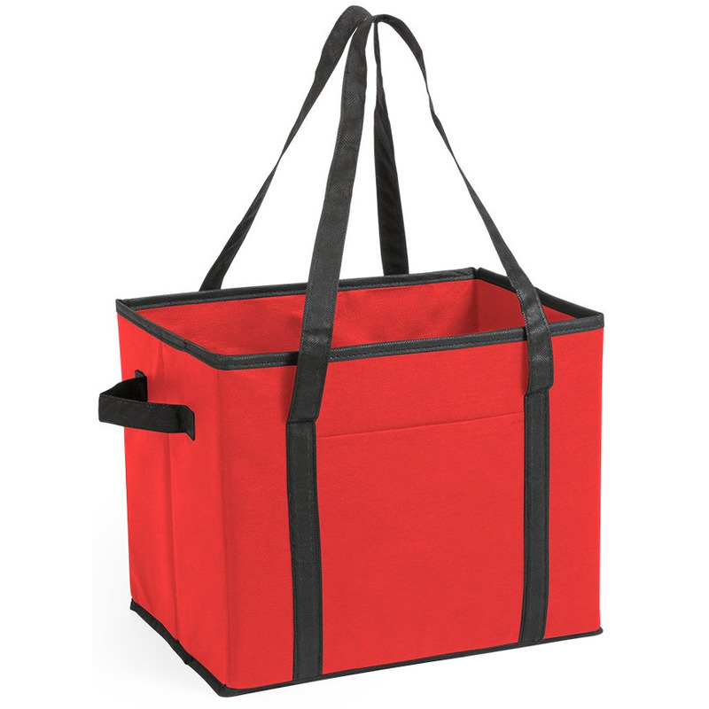 2x stuks kofferbak-kasten opberg tassen rood voor auto spullen 34 x 28 x 25 cm