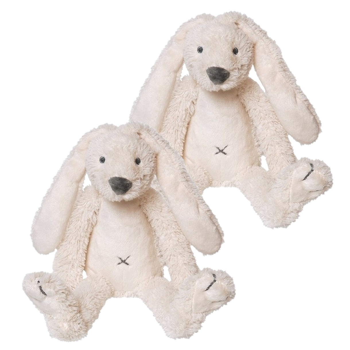 2x stuks kraamkado konijnen knuffel wit 28 cm