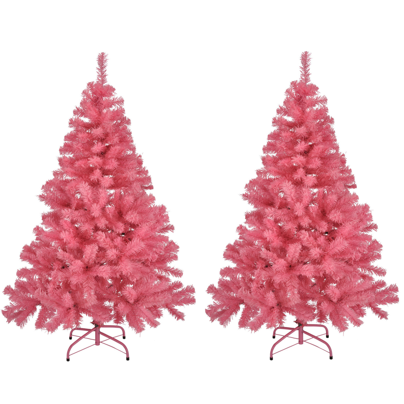 2x stuks kunst kerstbomen-kunstbomen roze 120 cm