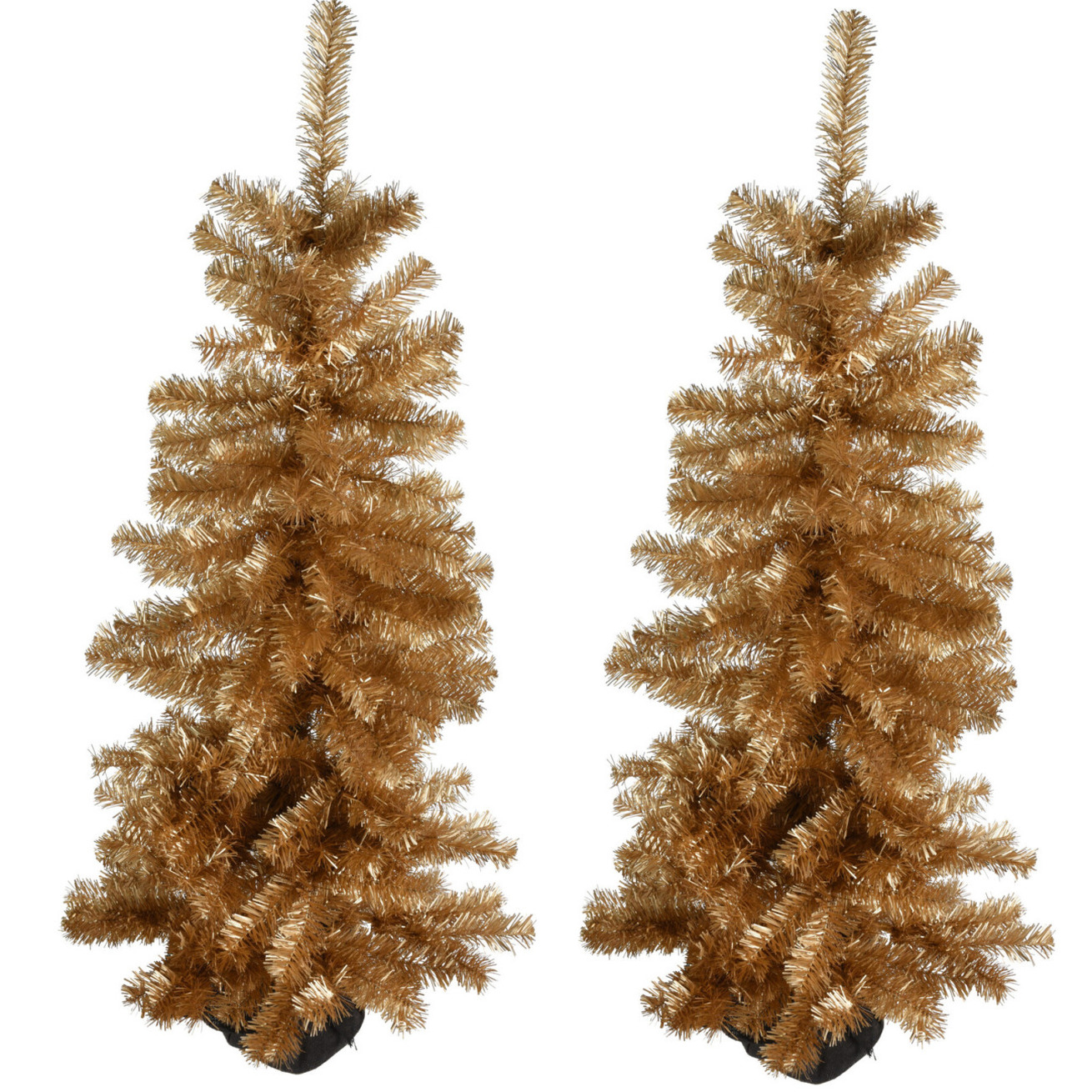 2x stuks kunstbomen-kunst kerstbomen goud 120 cm