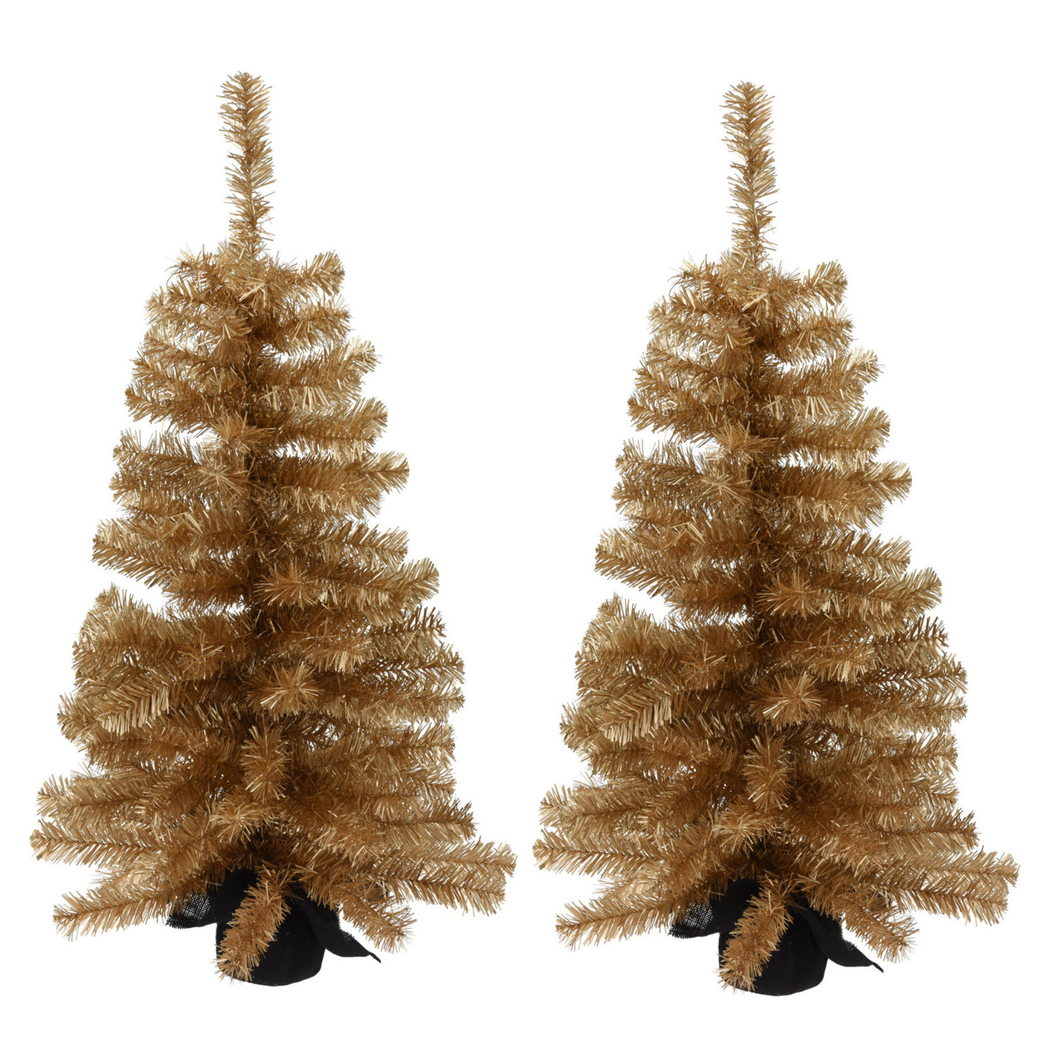 2x stuks kunstbomen-kunst kerstbomen goud 90 cm