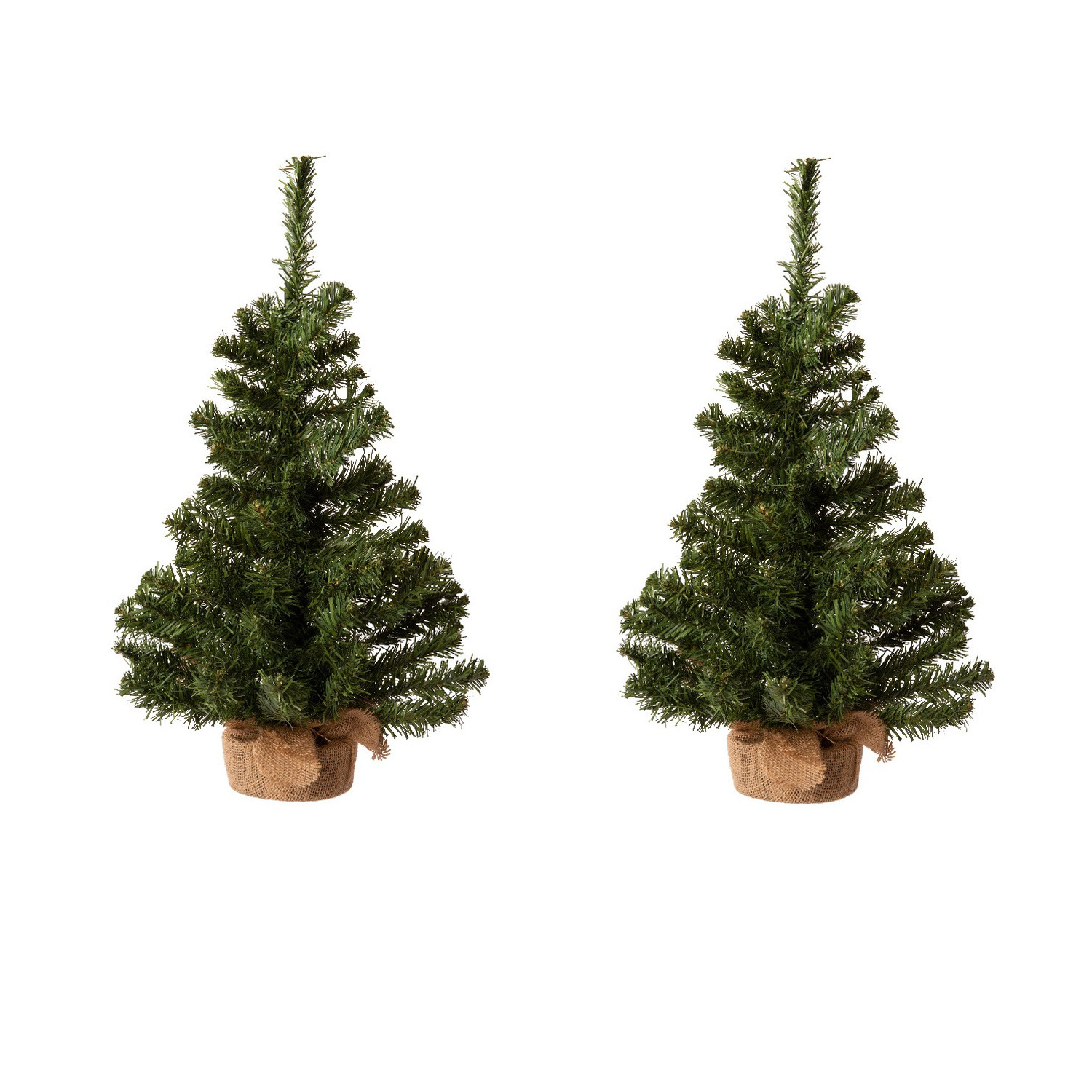 2x stuks kunstboom-kunst kerstboom inclusief kerstversiering 60 cm