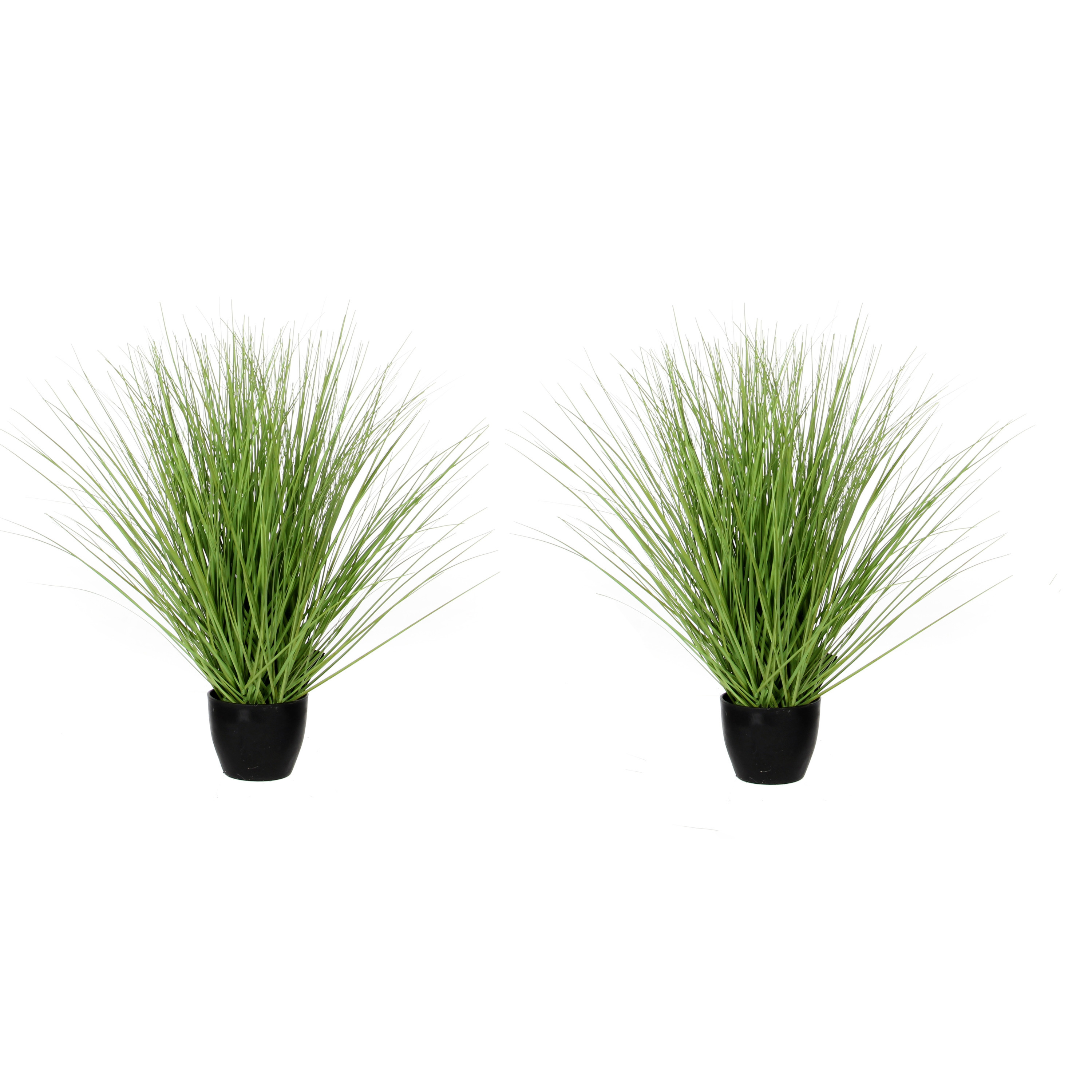 2x stuks kunstgras-grasplant kunstplanten groen in pot H50 x D40 cm