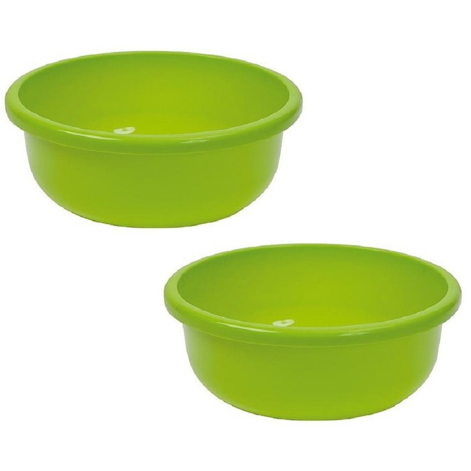 2x stuks kunststof afwasbak-afwasteiltje groen 9 liter