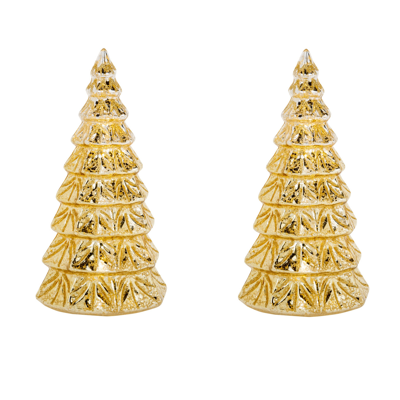 2x stuks led kaarsen kerstboom kaars goud D10 x H23 cm