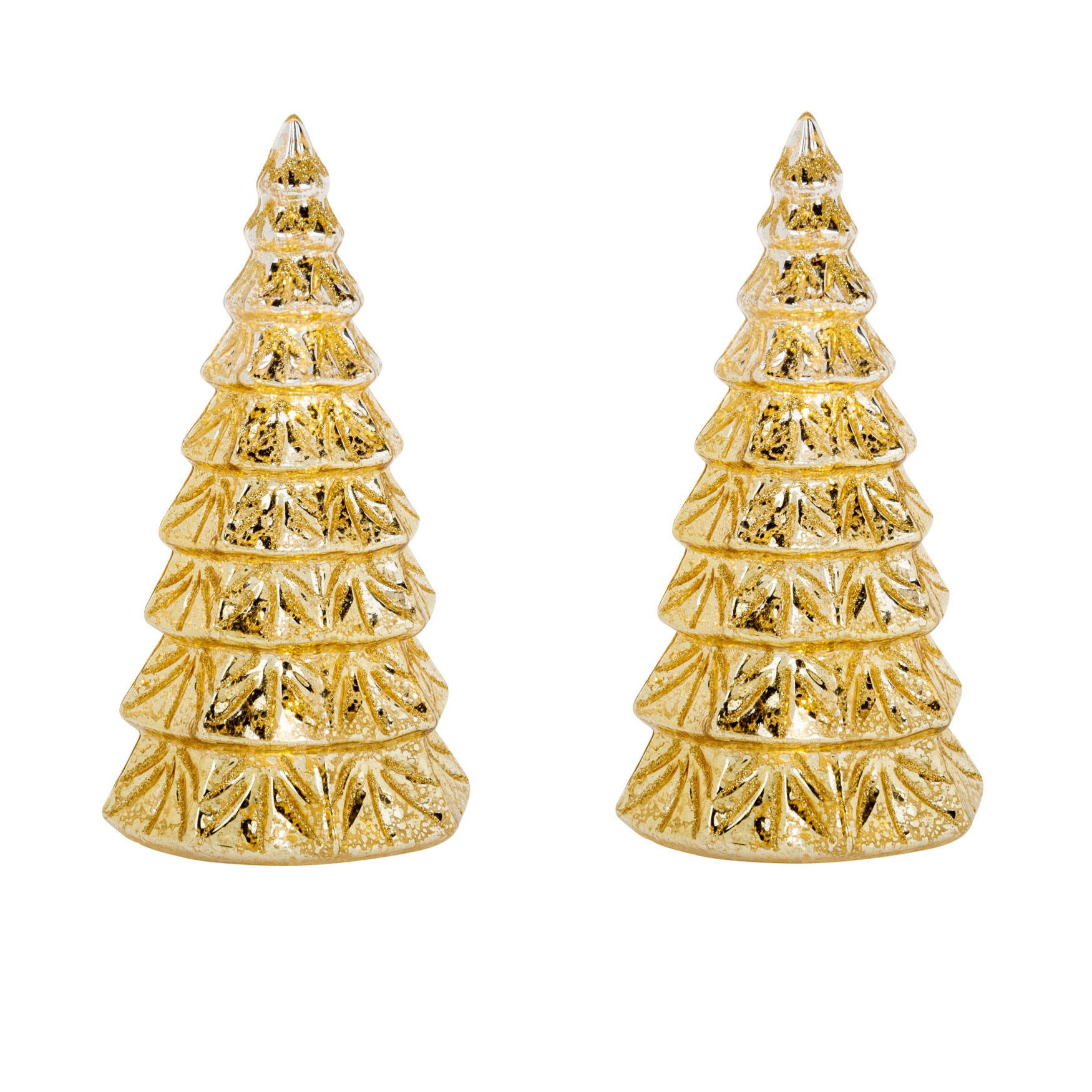 2x stuks led kaarsen kerstboom kaars goud D9 x H15 cm