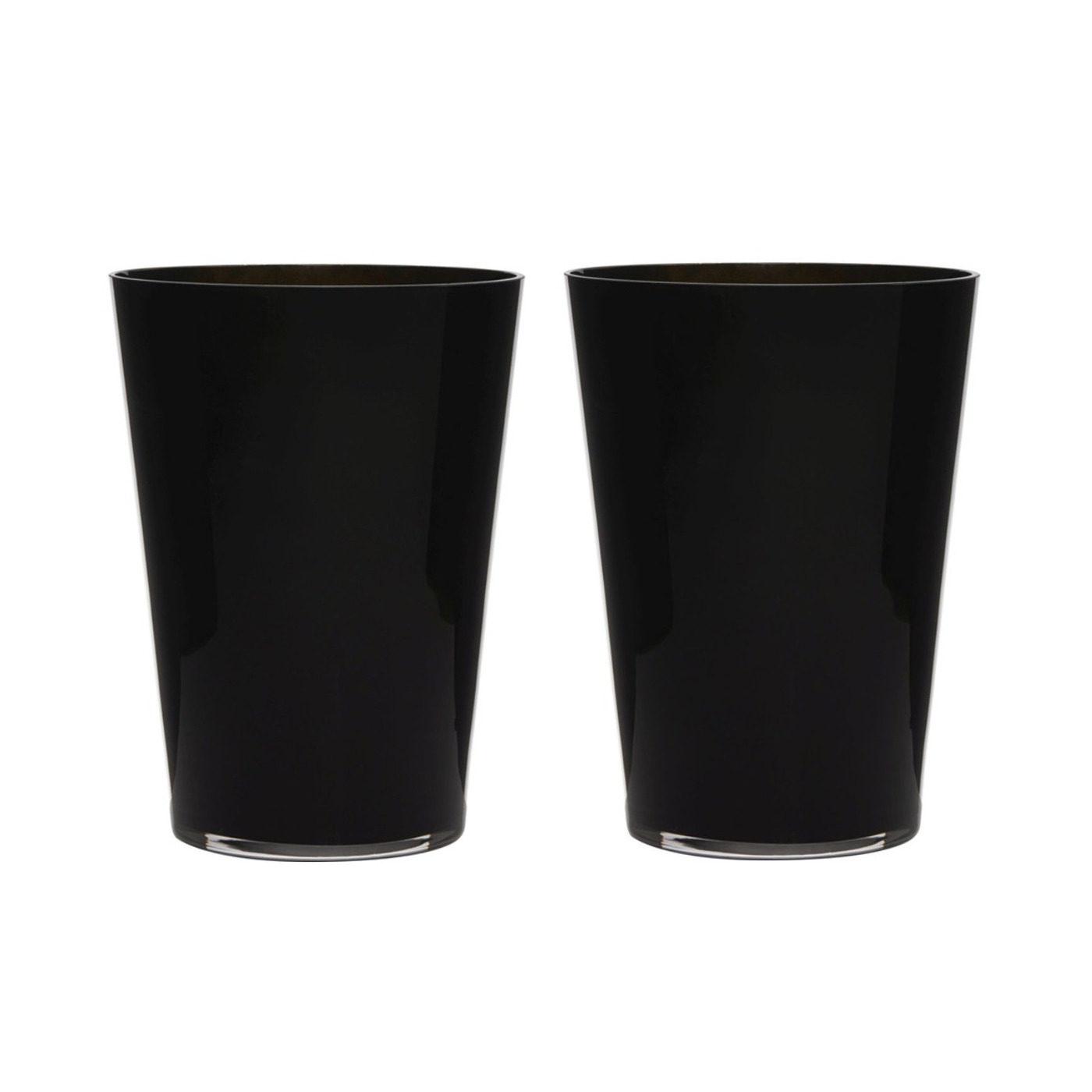 2x stuks luxe stijlvolle zwarte bloemenvaas 30 x 22 cm van glas