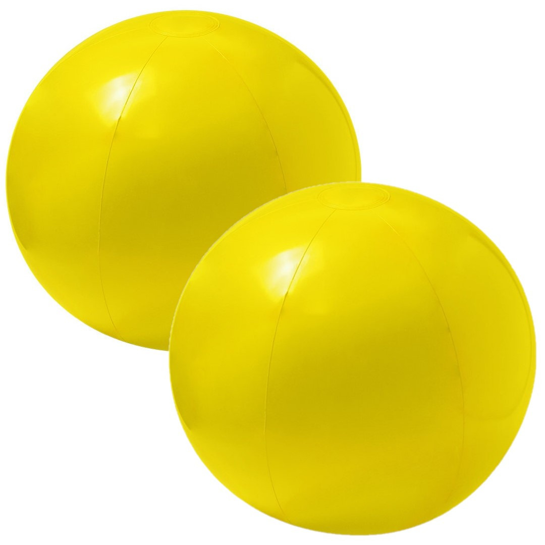 2x stuks opblaasbare strandballen extra groot plastic geel 40 cm