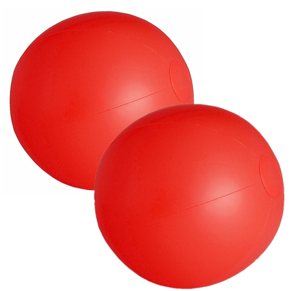 2x stuks opblaasbare zwembad strandballen plastic rood 28 cm