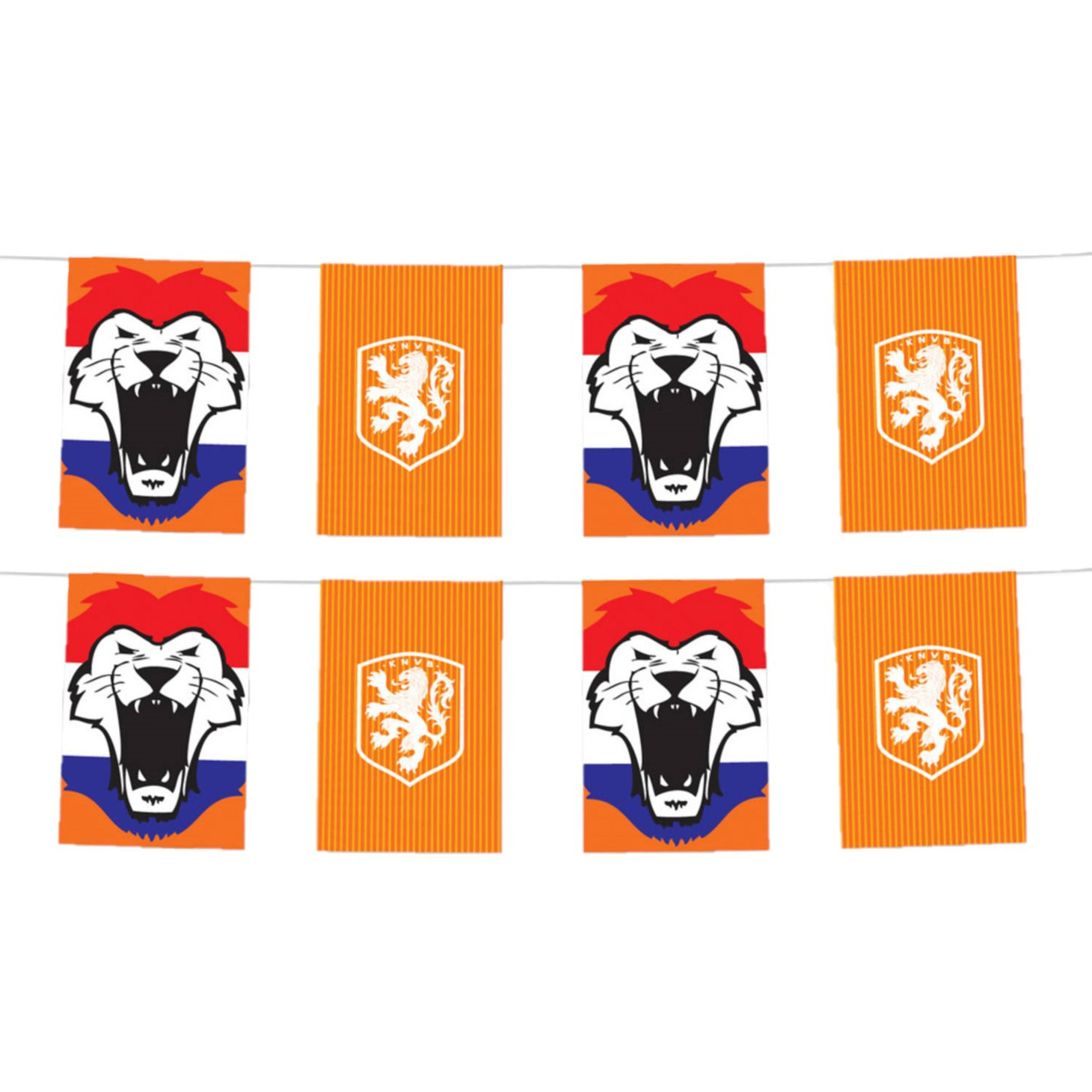 2x stuks oranje KNVB vlaggenlijnen 3 meter