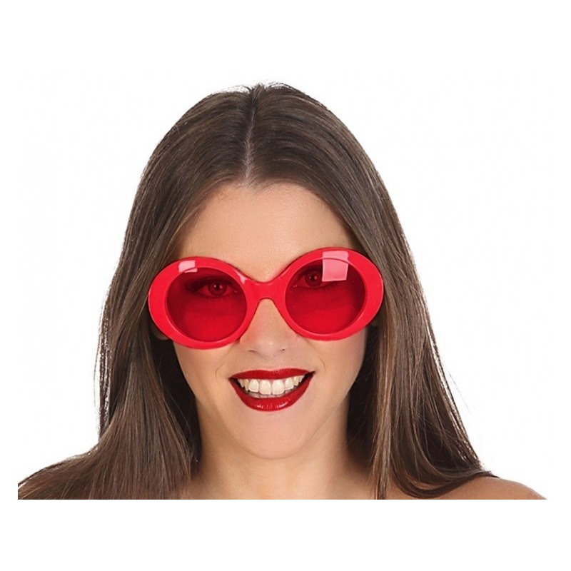2x stuks rode ronde dames hippe verkleed zonnebril