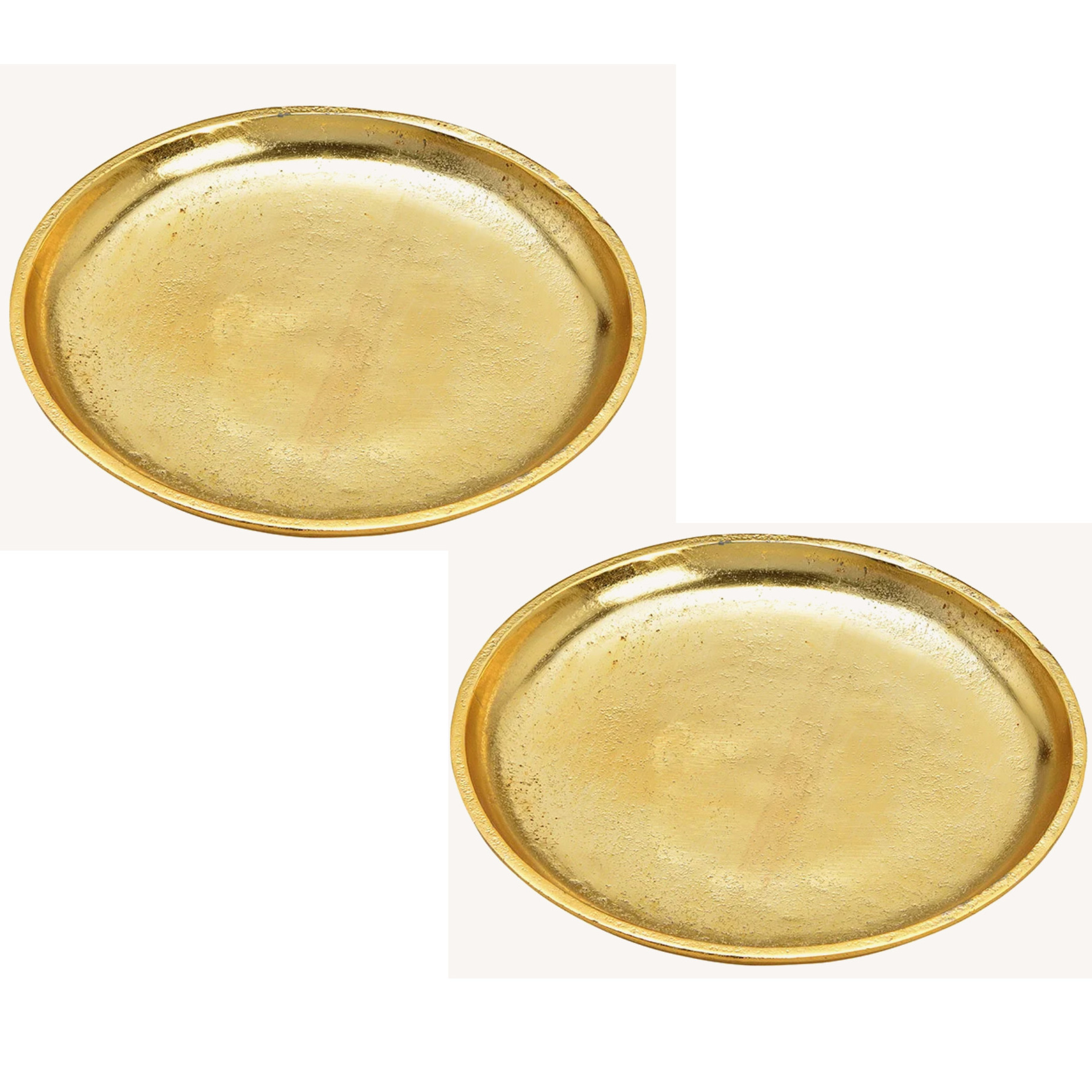 2x stuks ronde kaarsenborden-kaarsenplateaus goud van metaal 20 x 2 cm