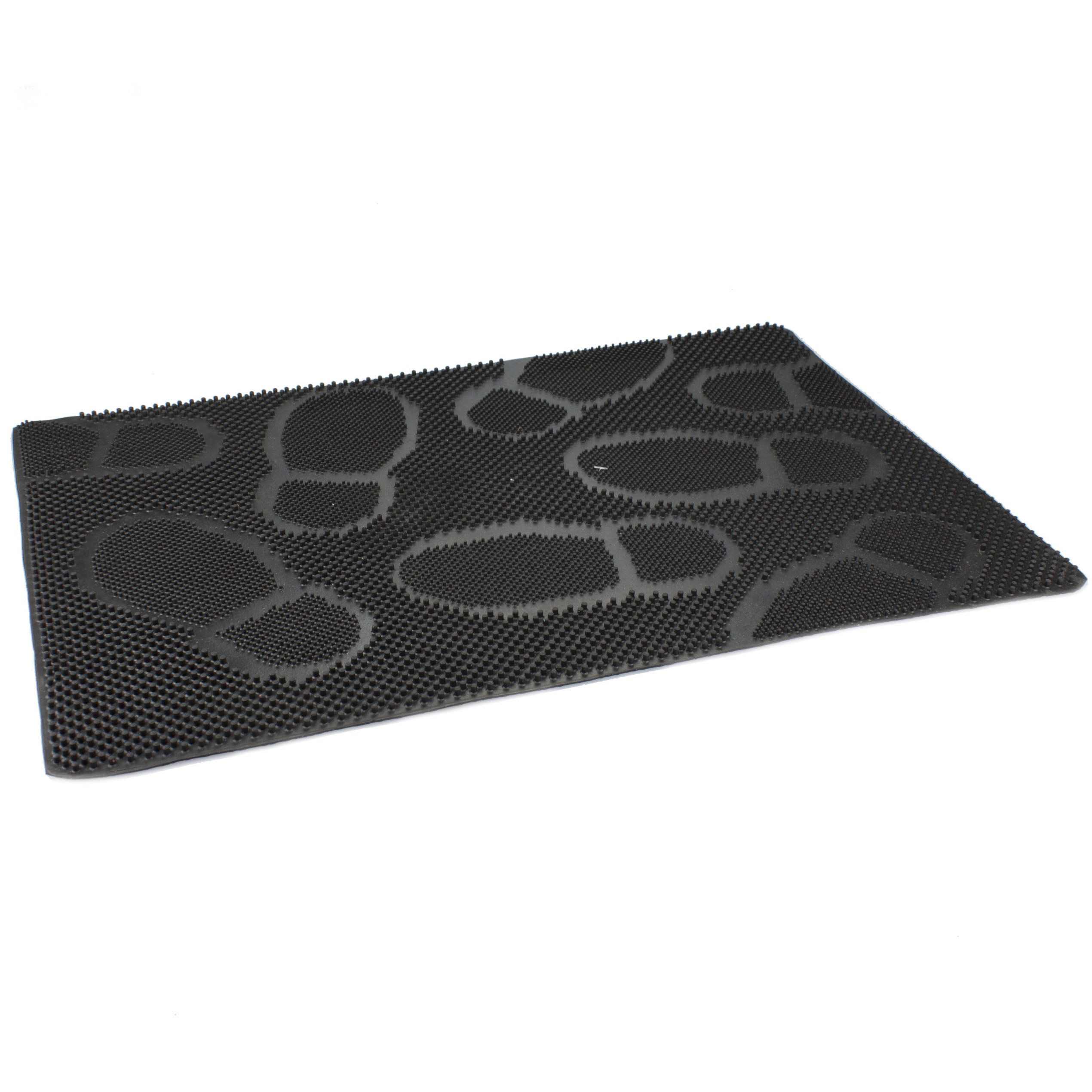 2x Stuks rubberen anti-slip deurmatten-buitenmatten zwart met noppen 60 x 40 cm