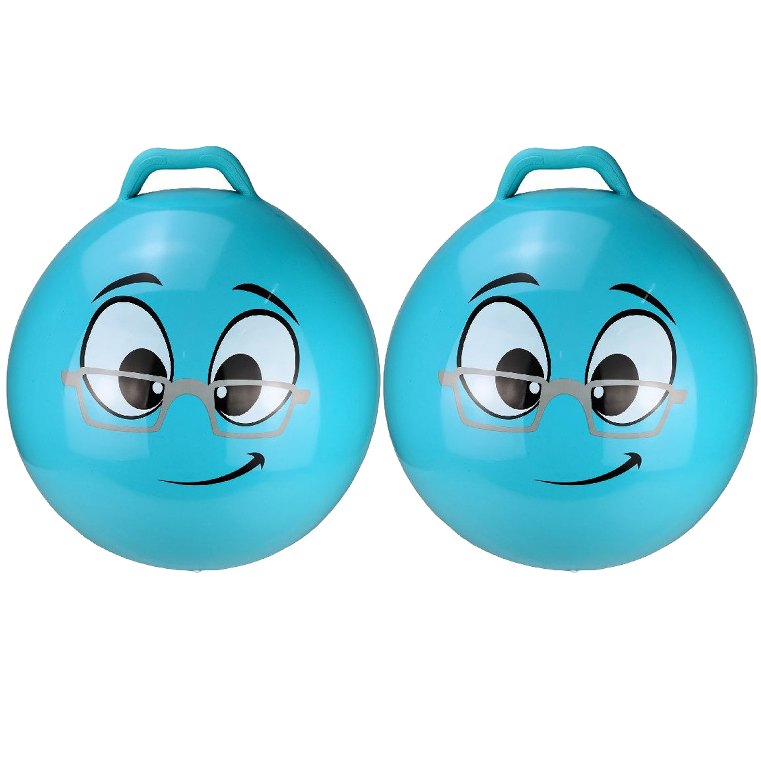 2x stuks skippybal smiley voor kinderen blauw 55 cm