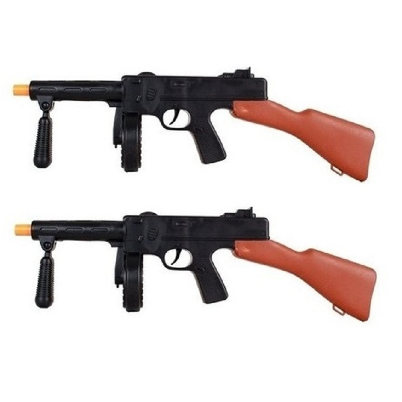 2x stuks Speelgoed machine geweer Tommy gun met geluid 50 cm