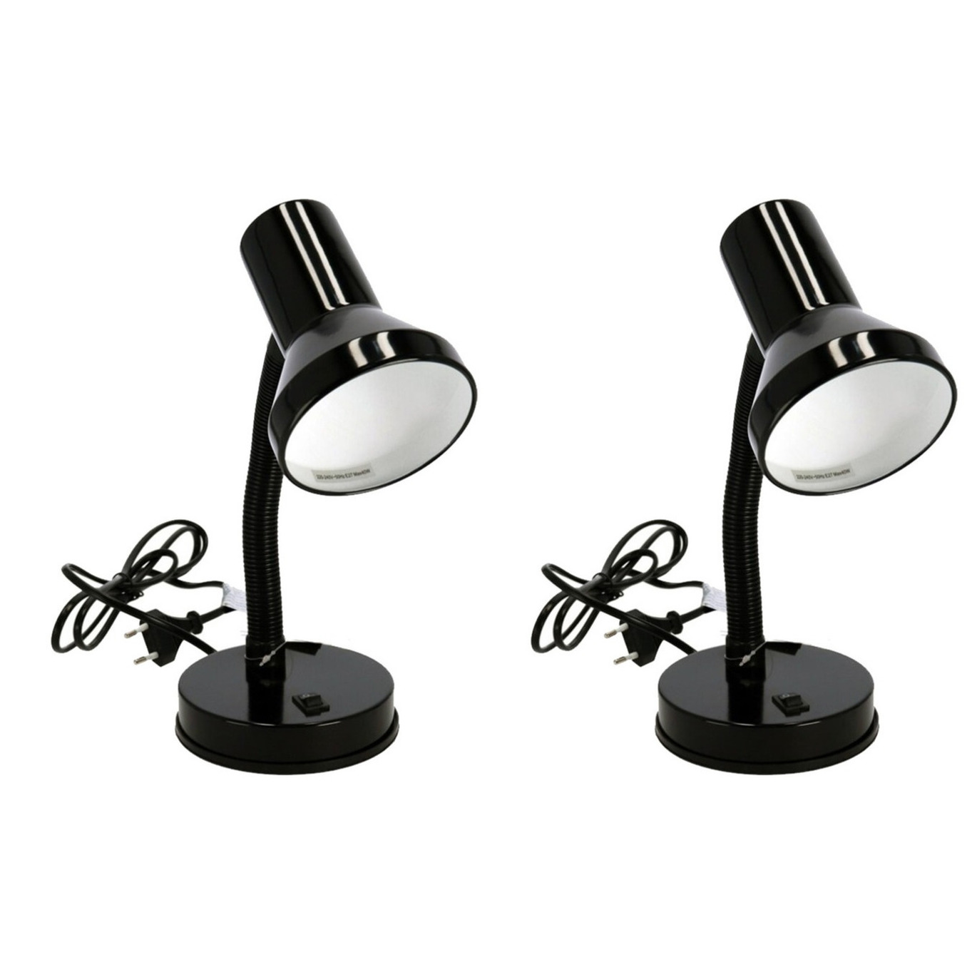 2x stuks staande bureaulampen zwart 13 x 10 x 30 cm verstelbare lamp verlichting