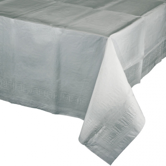 2x stuks tafelkleed zilver grijs 274 x 137 cm papier