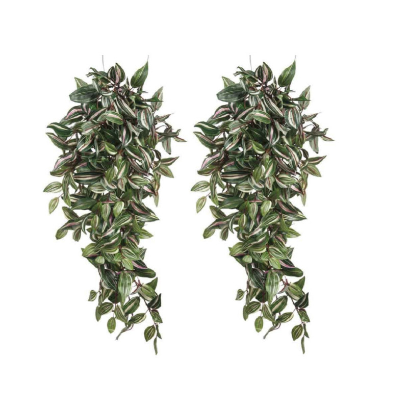 2x stuks tradescantia vaderplant kunstplanten groen L80 x B30 x H15 cm hangplant