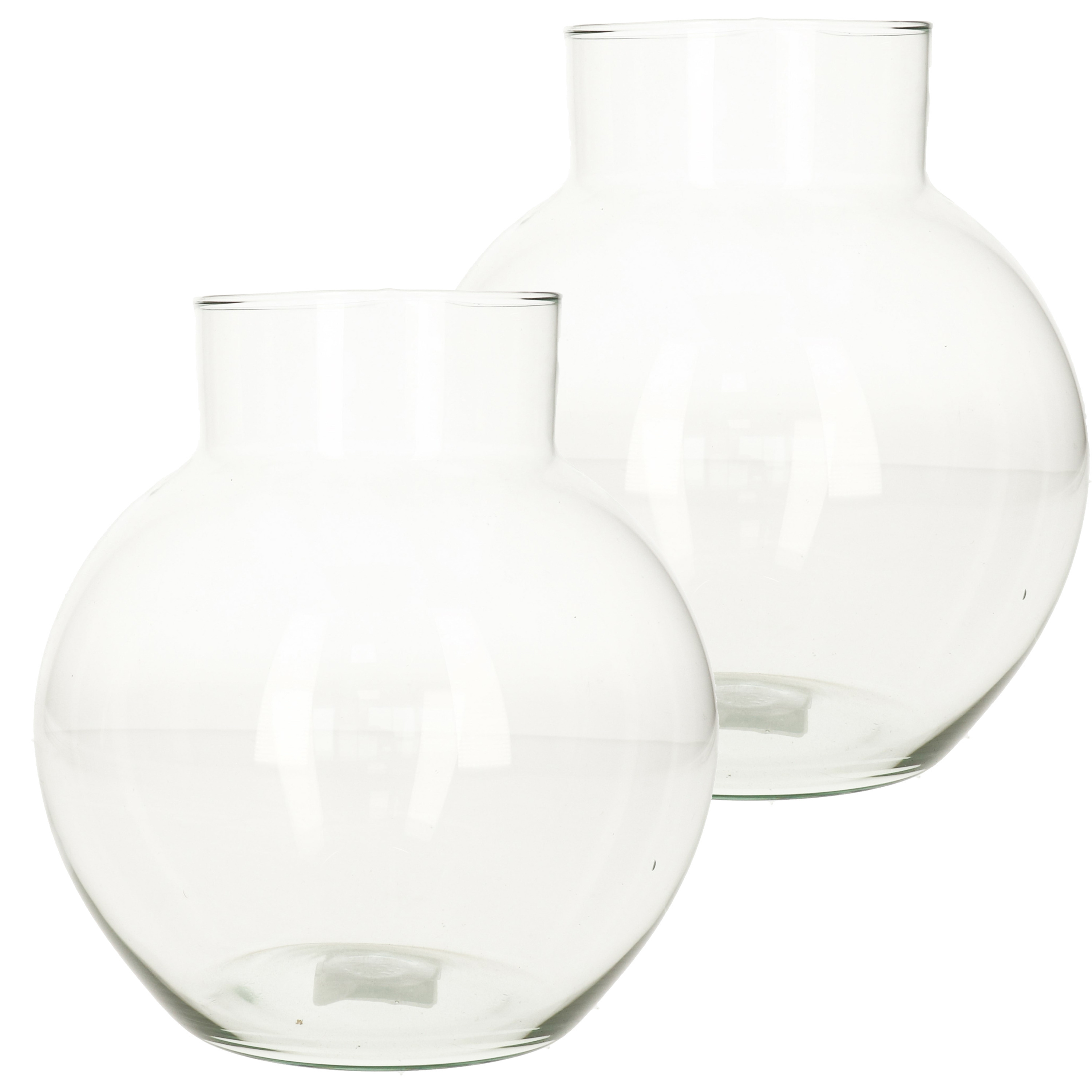 2x stuks transparante ronde vissenkom vaas-vazen van glas 20 x 19 cm