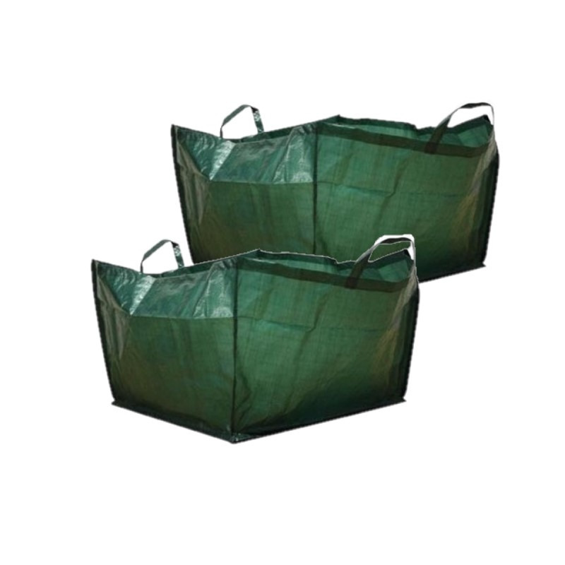 2x stuks tuinafvalzakken opvouwbaar groen 190 liter
