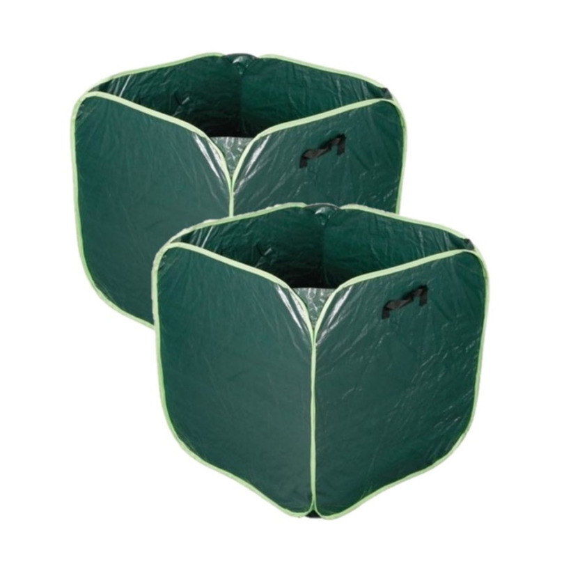 2x stuks tuinafvalzakken opvouwbaar groen 290 liter