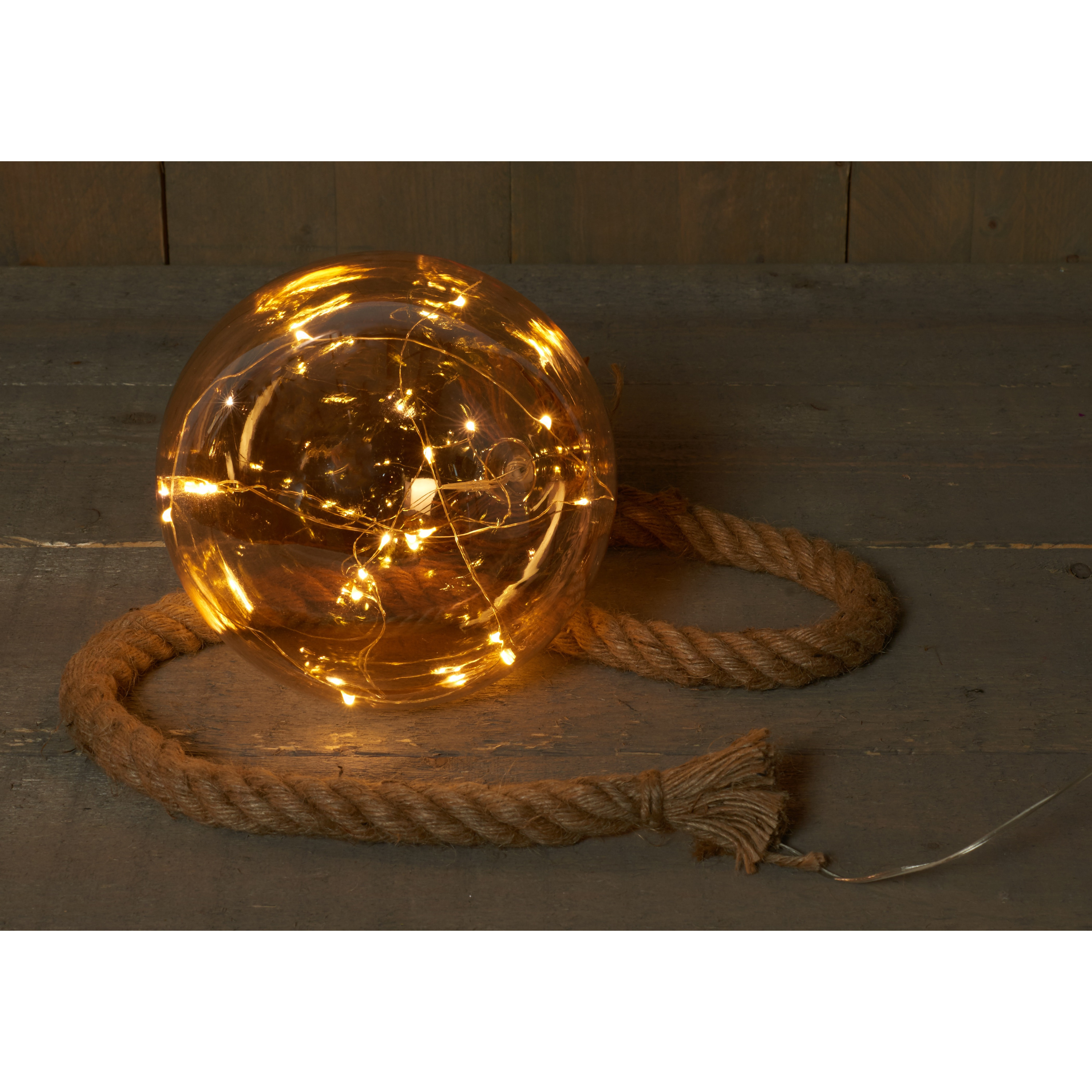2x stuks verlichte glazen kerstballen aan touw met 15 lampjes goud-warm wit 18 cm