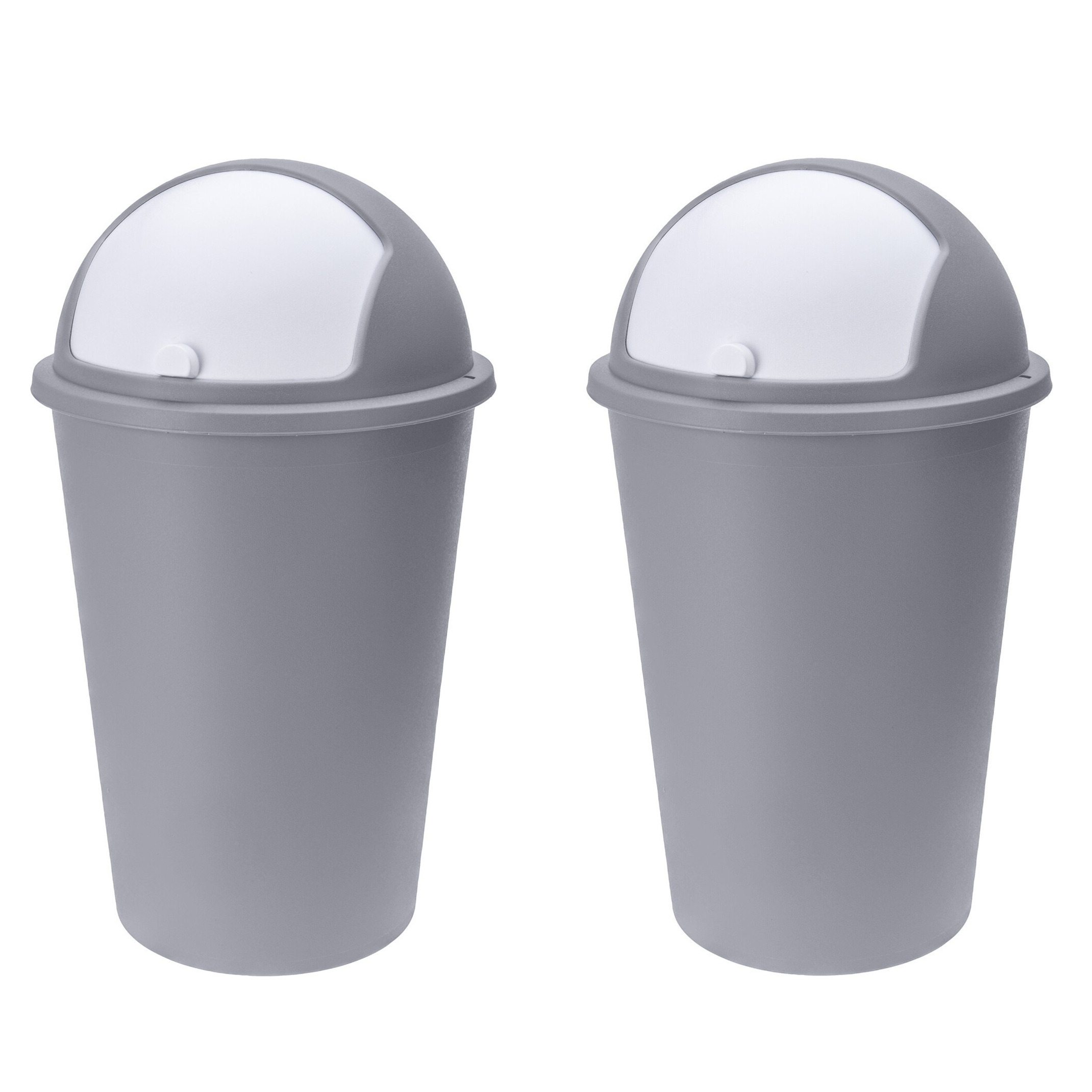 2x stuks vuilnisbak-afvalbak-prullenbak grijs met deksel 50 liter