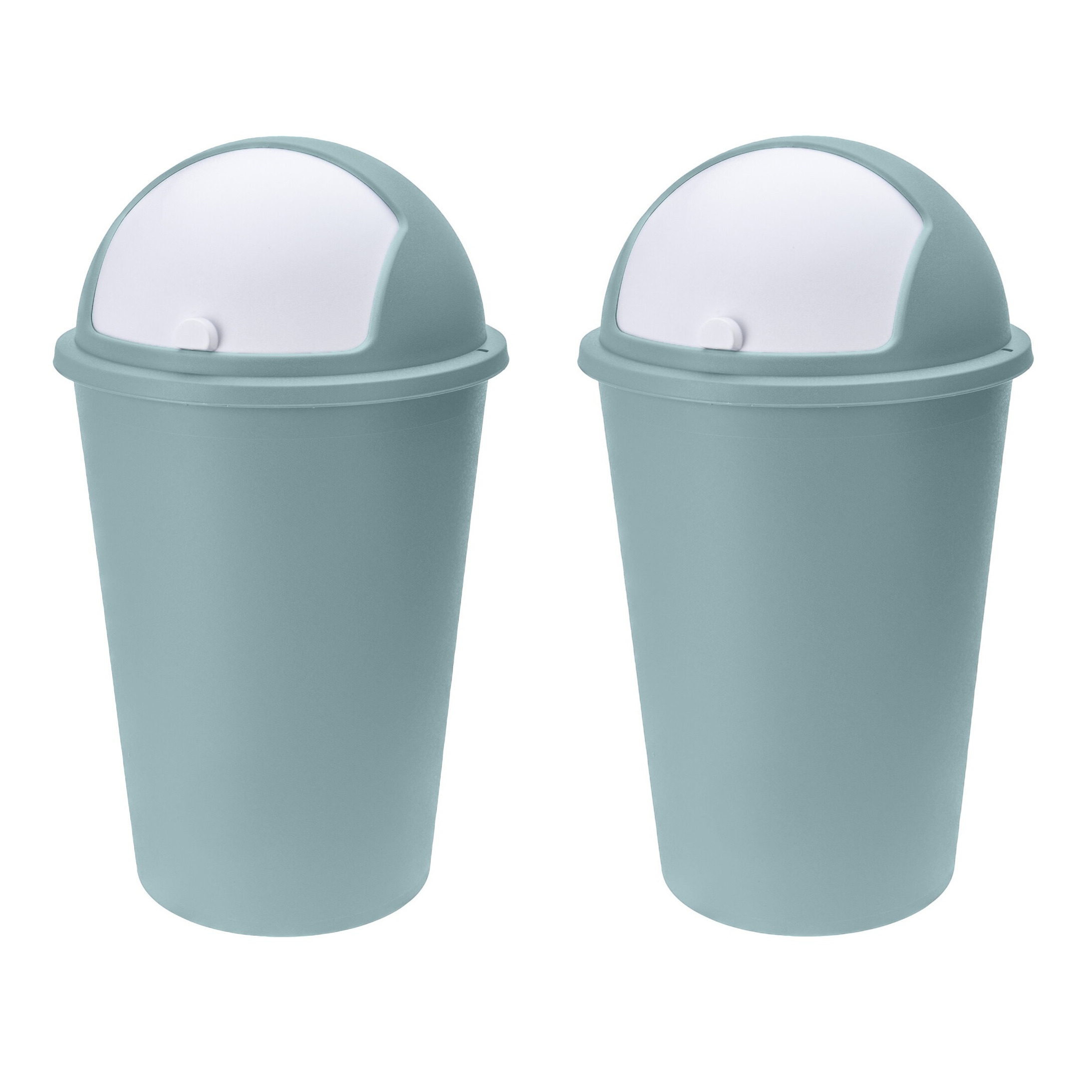 2x stuks vuilnisbak-afvalbak-prullenbak groen met deksel 50 liter
