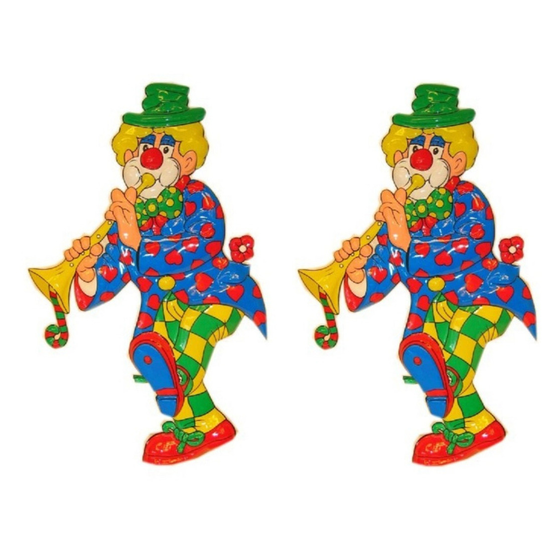 2x stuks wanddecoratie carnaval clown 70 cm