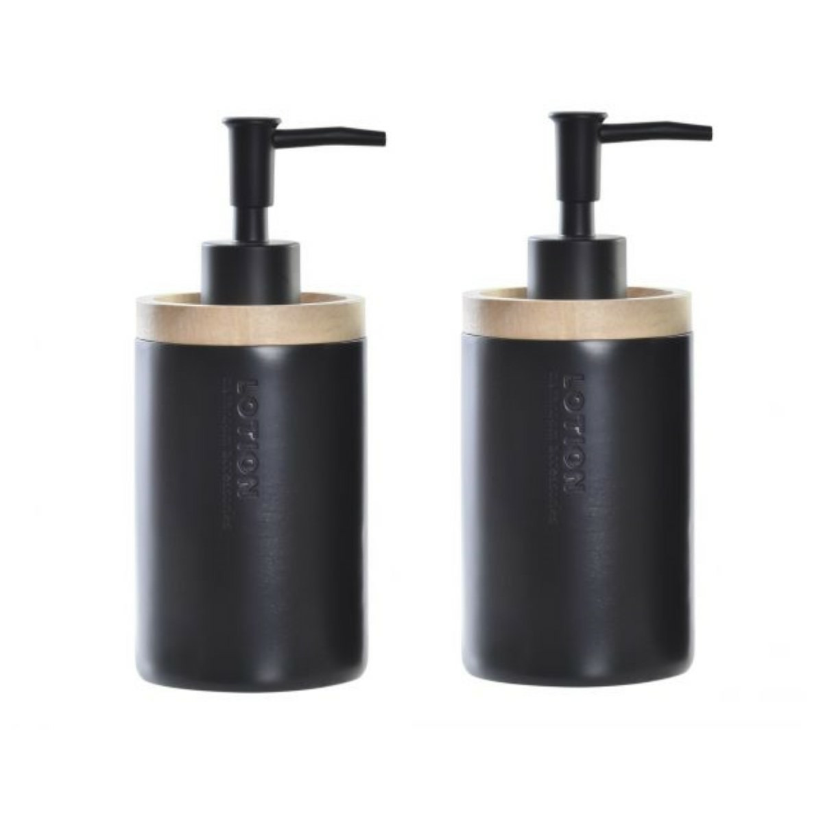 2x stuks zeeppompje-dispenser polystone zwart 8 x 18 cm