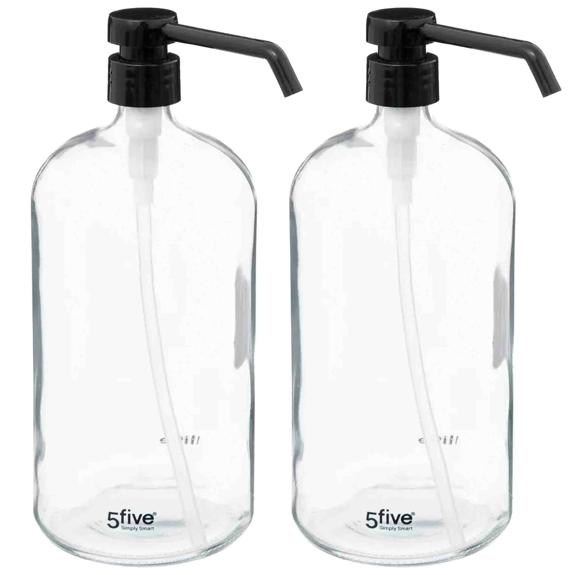 2x Stuks Zeeppompjes-zeepdispensers van glas transparant 1 liter