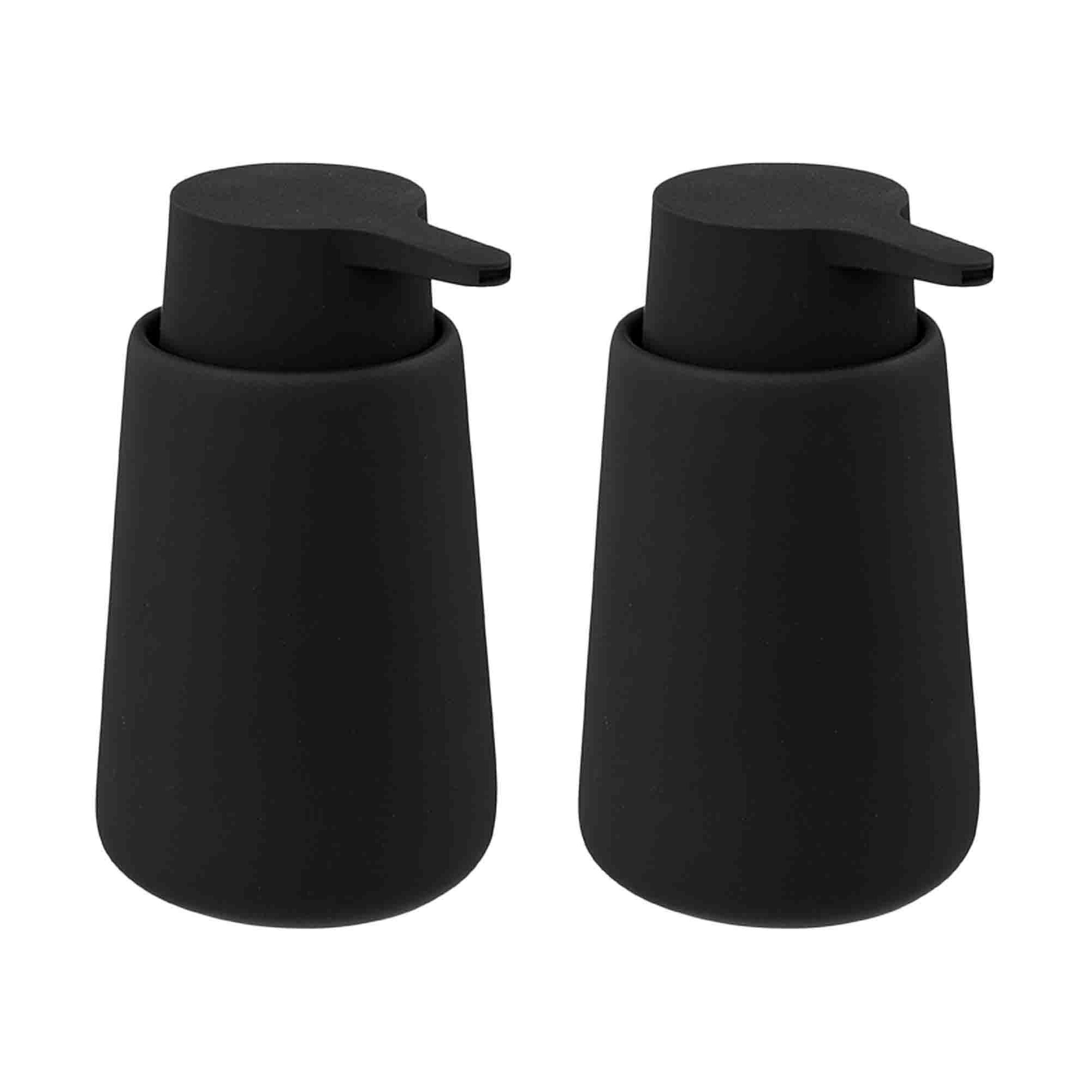 2x Stuks Zeeppompjes-zeepdispensers van keramiek zwart 250 ml