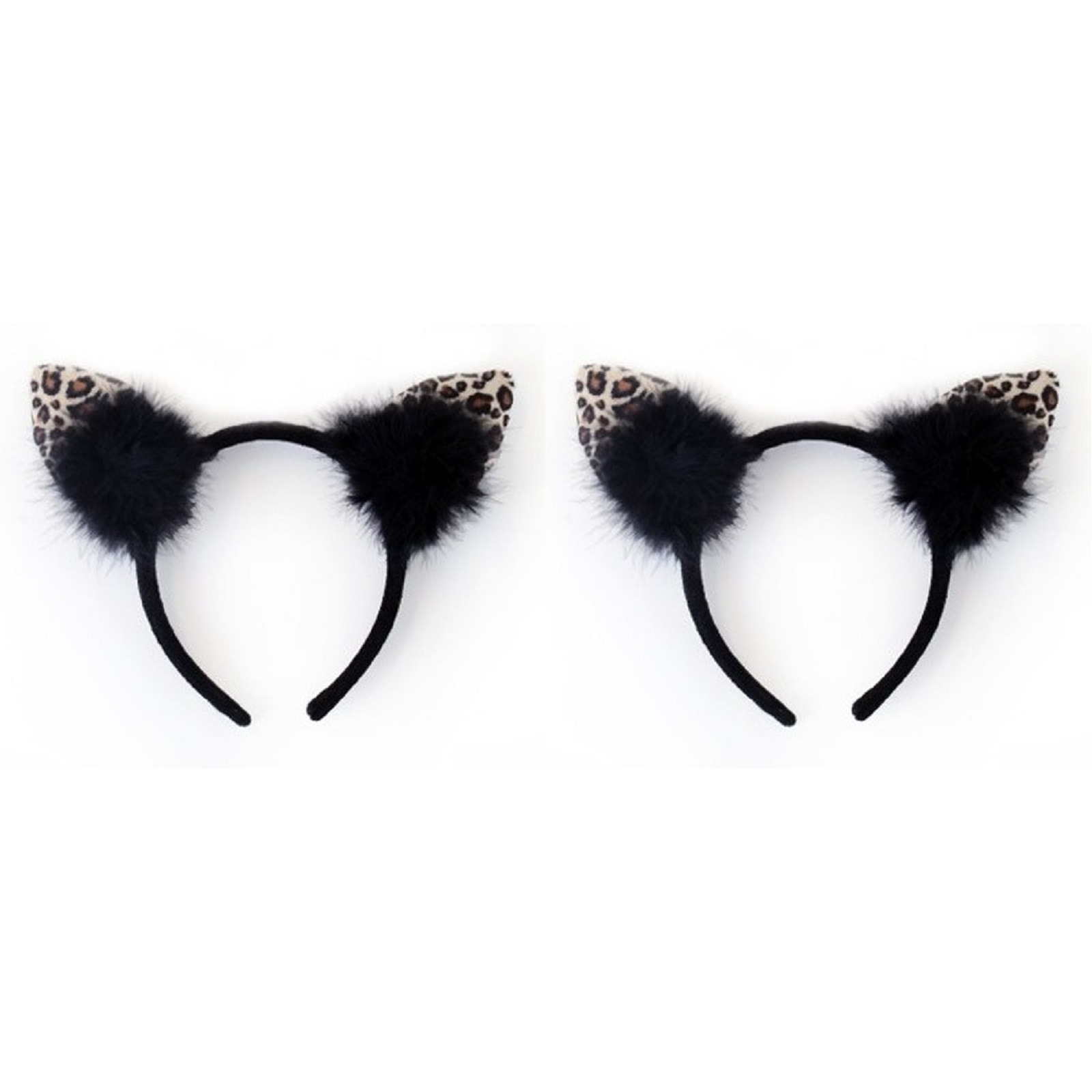 2x stuks zwarte diadeem met luipaard-katten oortjes voor dames