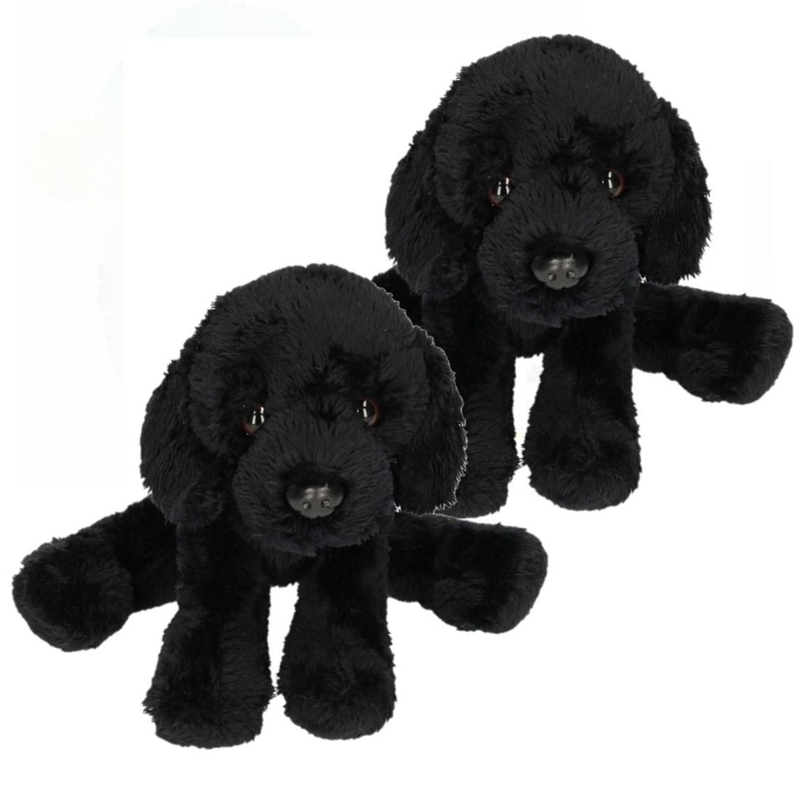 2x stuks zwarte Labrador honden knuffel 12 cm