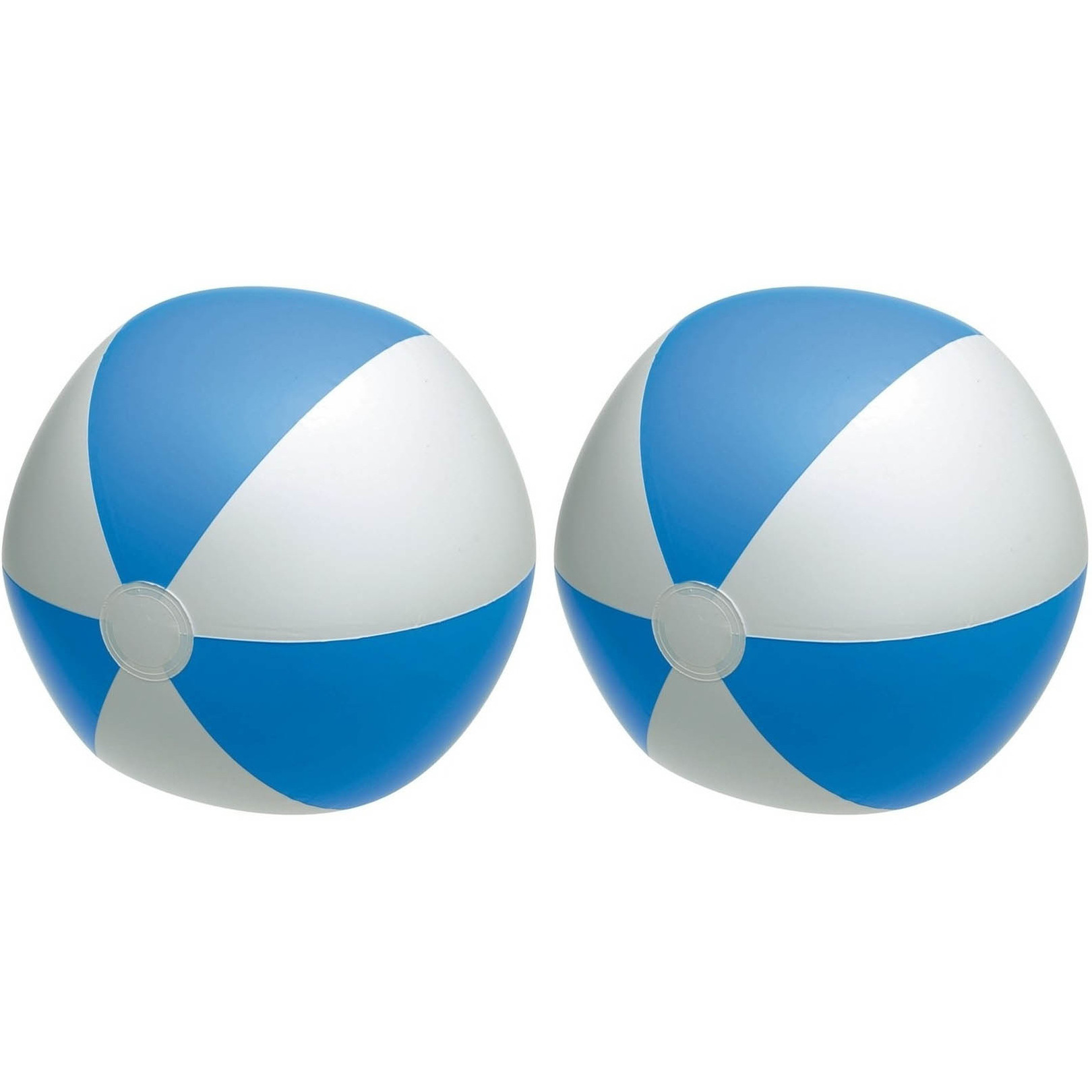 2x Waterspeelgoed blauw-witte strandballen 28 cm