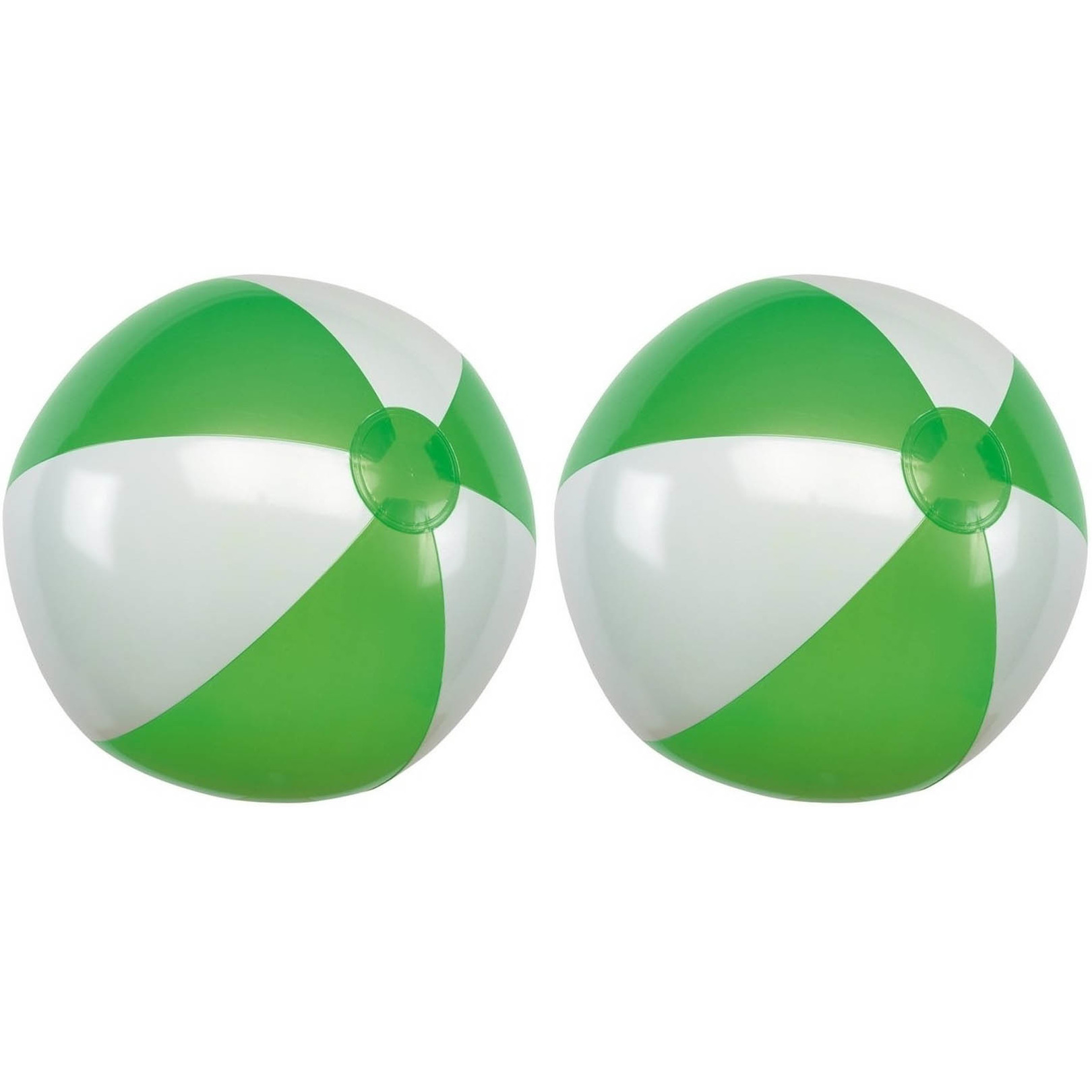 2x Waterspeelgoed groen-witte strandballen 28 cm