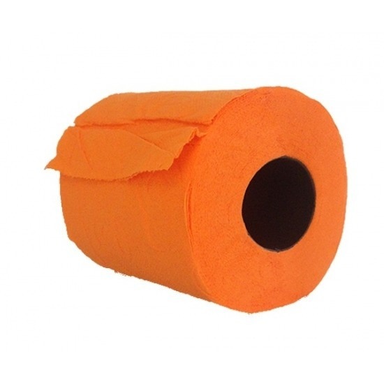 2x WC-papier toiletrollen oranje 140 vellen