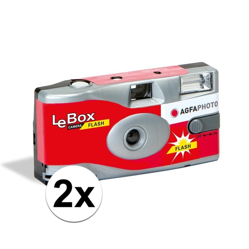 2x Wegwerp camera-fototoestel met flits voor 27 kleuren fotos